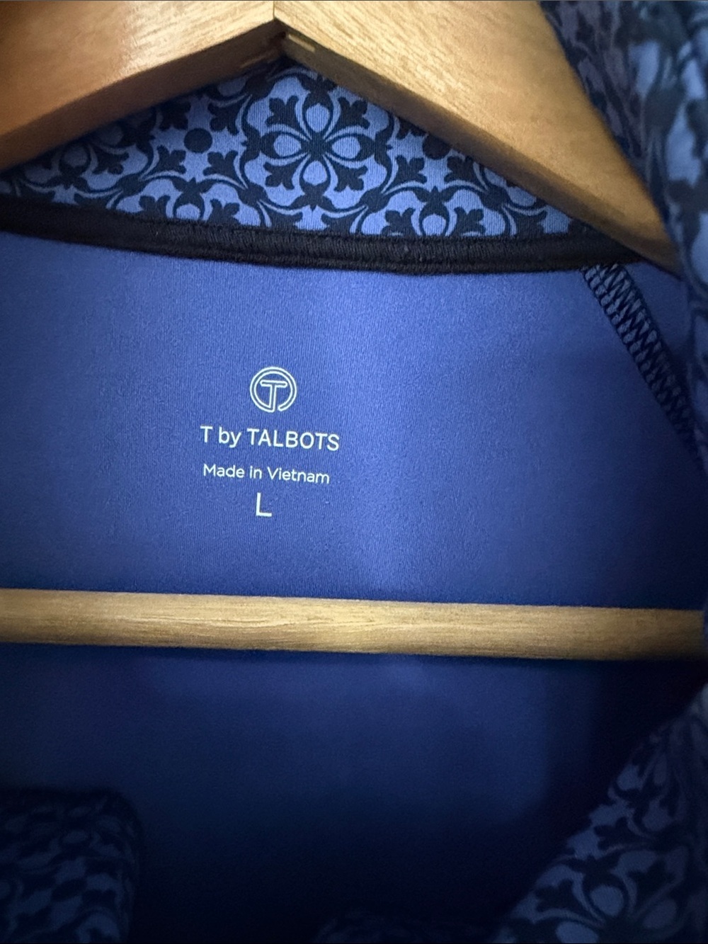 Talbots Blue Patterned Quarter-Zip Pullover - Picture 2 of 5